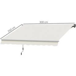Outsunny Store Banne Manuel Rétractable Aluminium Polyester Imperméabilisé 3L X 2,5l M Crème - Crème -Tente de réception Soldes 7041048 3