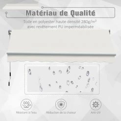Outsunny Store Banne Manuel Rétractable Aluminium Polyester Imperméabilisé 3L X 2,5l M Crème - Crème -Tente de réception Soldes 7041048 4