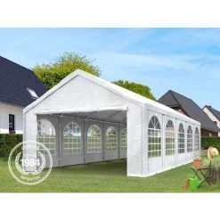 INTENT24.FR Tente De Réception 3x6 M Toile De Haute Qualité Env. 240g/m² PE Gris-Blanc Construction En Acier Galvanisé Avec Raccordement Par Vissage - Gris -Tente de réception Soldes 7060845 2