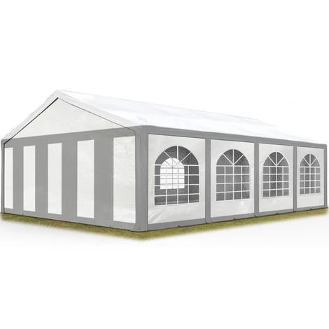 INTENT24.FR Tente De Réception 5x8 M Toile De Haute Qualité Env. 240g/m² PE Gris-Blanc Construction En Acier Galvanisé Avec Raccordement Par Vissage - Gris 3 INTENT24.FR Tente De Réception 5x8 M Toile De Haute Qualité Env. 240g/m² PE Gris-Blanc Construction En Acier Galvanisé Avec Raccordement Par Vissage - Gris
