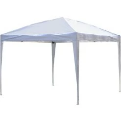 Outsunny Tonnelle Barnum De Jardin Pliant Anti-UV + Sac De Transport Acier Oxford 3 X 3 X 2,55 M Blanc