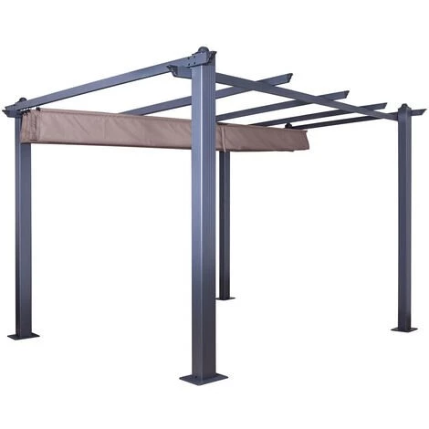 AVRIL PARIS Tonnelle/Pergola Aluminium 3x3m Toile Coulissante Rétractable - Gris Taupe - Hero - Gris 4 AVRIL PARIS Tonnelle/Pergola Aluminium 3x3m Toile Coulissante Rétractable - Gris Taupe - Hero - Gris - Image 2