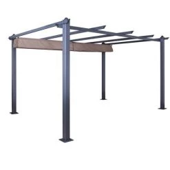AVRIL PARIS Tonnelle/Pergola Aluminium 3x4m Toile Coulissante Rétractable - Gris Taupe - Hero XL - Gris -Tente de réception Soldes 7455976 3