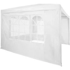 TECTAKE Tonnelle De Jardin Autoportante 3 M X 3 M Avec 3 Rideaux Amovibles Structure En Métal Blanc - Blanc -Tente de réception Soldes 7513873 3