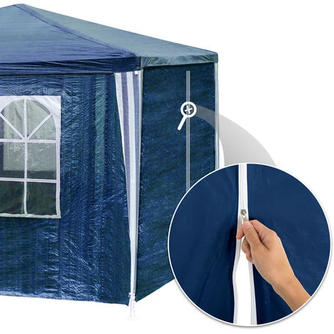 TECTAKE Tonnelle De Jardin Autoportante 9 M X 3 M Avec 8 Rideaux Amovibles Structure En Métal Bleu - Bleu 5 TECTAKE Tonnelle De Jardin Autoportante 9 M X 3 M Avec 8 Rideaux Amovibles Structure En Métal Bleu - Bleu – Image 3