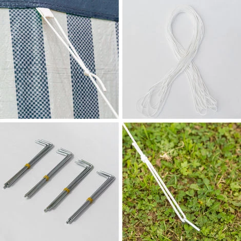 TECTAKE Tonnelle De Jardin Autoportante 9 M X 3 M Avec 8 Rideaux Amovibles Structure En Métal Bleu - Bleu 7 TECTAKE Tonnelle De Jardin Autoportante 9 M X 3 M Avec 8 Rideaux Amovibles Structure En Métal Bleu - Bleu – Image 5