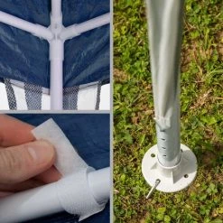 TECTAKE Tonnelle De Jardin Autoportante 3 M X 3 M Structure En Métal Bleu - Bleu -Tente de réception Soldes 7514097 4