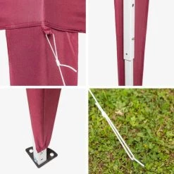 TECTAKE Tonnelle De Jardin Pliante Autoportante 3 M X 3 M Rouge + Sac De Transport - Rouge -Tente de réception Soldes 7514101 5