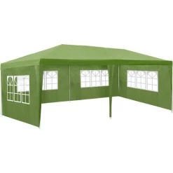 TECTAKE Tonnelle De Jardin Autoportante 6 M X 3 M Avec 5 Rideaux Structure En Métal Vert - Vert 9 TECTAKE Tonnelle De Jardin Autoportante 6 M X 3 M Avec 5 Rideaux Structure En Métal Vert - Vert -Tente de réception Soldes 7514402 3