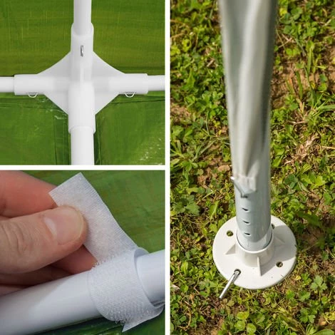 TECTAKE Tonnelle De Jardin Autoportante 6 M X 3 M Avec 5 Rideaux Structure En Métal Vert - Vert 7 TECTAKE Tonnelle De Jardin Autoportante 6 M X 3 M Avec 5 Rideaux Structure En Métal Vert - Vert - Image 5