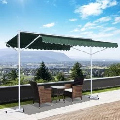 Outsunny Store Double Pente Manuel Rétractable Métal Polyester Imperméabilisé 3,5L X 2,94l X 2,5H M Vert Foncé -Tente de réception Soldes 7598291 2