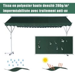 Outsunny Store Double Pente Manuel Rétractable Métal Polyester Imperméabilisé 3,5L X 2,94l X 2,5H M Vert Foncé -Tente de réception Soldes 7598291 4