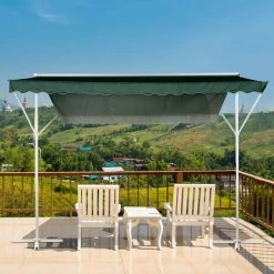 Outsunny Store Double Pente Manuel Rétractable Inclinaison Réglable Métal Polyester Imperméabilisé 3,95L X 2,98l X 2,55H M Vert Foncé - Vert -Tente de réception Soldes 7598292 2