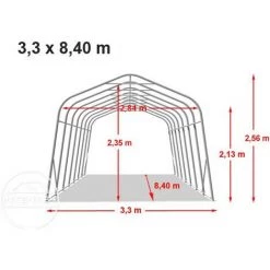 INTENT24.FR Tente-garage Carport 3,3x8,4 M D'élevage Abri Agricole Tente De Stockage Bâche Env. 550g/m² Armature Solide Vert Fonce - Vert -Tente de réception Soldes 7660577 5