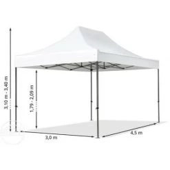 INTENT24.FR INTENT24 3x4,5 M Tente Pliante - Acier, PES Env. 350g/m², Crême - Crème -Tente de réception Soldes 7660778 4