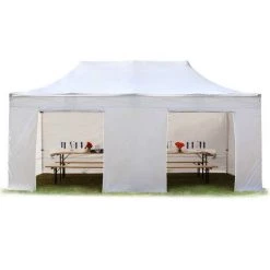 INTENT24.FR INTENT24 3x6 M Tente Pliante - Acier, PES Env. 350g/m², Côtés Sans Fenêtre, Blanc - Blanc