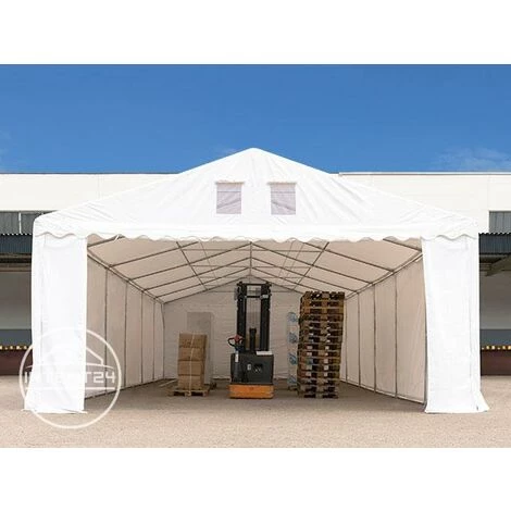 INTENT24.FR Hangar / Tente De Stockage PROFESSIONAL 5 X 12 M Blanc Env. 550g/m² PVC Anti-feu Hauteur 2,60 M - Blanc 5 INTENT24.FR Hangar / Tente De Stockage PROFESSIONAL 5 X 12 M Blanc Env. 550g/m² PVC Anti-feu Hauteur 2,60 M - Blanc - Image 3