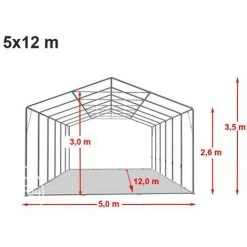 INTENT24.FR Hangar / Tente De Stockage PROFESSIONAL 5 X 12 M Blanc Env. 550g/m² PVC Anti-feu Hauteur 2,60 M - Blanc 11 INTENT24.FR Hangar / Tente De Stockage PROFESSIONAL 5 X 12 M Blanc Env. 550g/m² PVC Anti-feu Hauteur 2,60 M - Blanc -Tente de réception Soldes 7660854 5