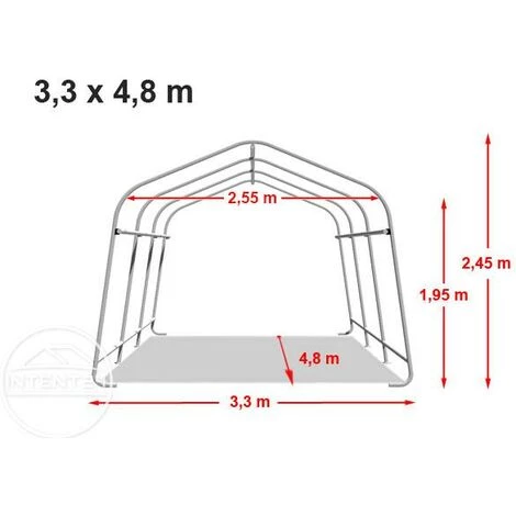 INTENT24.FR Abri/Tente Garage PREMIUM 3,3 X 4,8 M Pour Voiture Et Bateau - Toile PVC Env. 500g/m² Imperméable Gris - Gris 7 INTENT24.FR Abri/Tente Garage PREMIUM 3,3 X 4,8 M Pour Voiture Et Bateau - Toile PVC Env. 500g/m² Imperméable Gris - Gris - Image 5