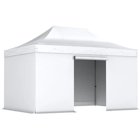 INTEROUGE Tente Pliante Pergola Tente De Jardin Tonnelle 3x4.5 M En Acier Et Polyester 300g/m² Barnum Avec 4 Bâches Latérales Blanc 3 INTEROUGE Tente Pliante Pergola Tente De Jardin Tonnelle 3x4.5 M En Acier Et Polyester 300g/m² Barnum Avec 4 Bâches Latérales Blanc