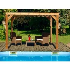 Habrita Pergola THERMAUVENT En Bois Avec Vantelles Mobiles Sur Toit -Tente de réception Soldes 8338856 3