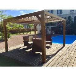 Habrita Pergola THERMAUVENT En Bois Avec Vantelles Mobiles Sur Toit -Tente de réception Soldes 8338856 4