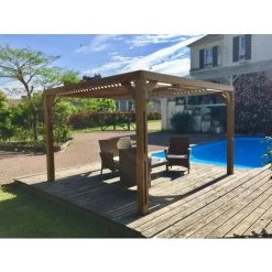 Habrita Pergola THERMAUVENT En Bois Avec Vantelles Mobiles Sur Toit -Tente de réception Soldes 8338856 5