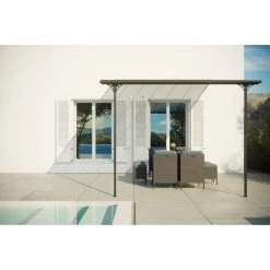 CONCEPT-USINE Tonelle Murale Carport 3,75 X 3,05 M FERRATO 11,44 M² - Gris -Tente de réception Soldes 8738084 4